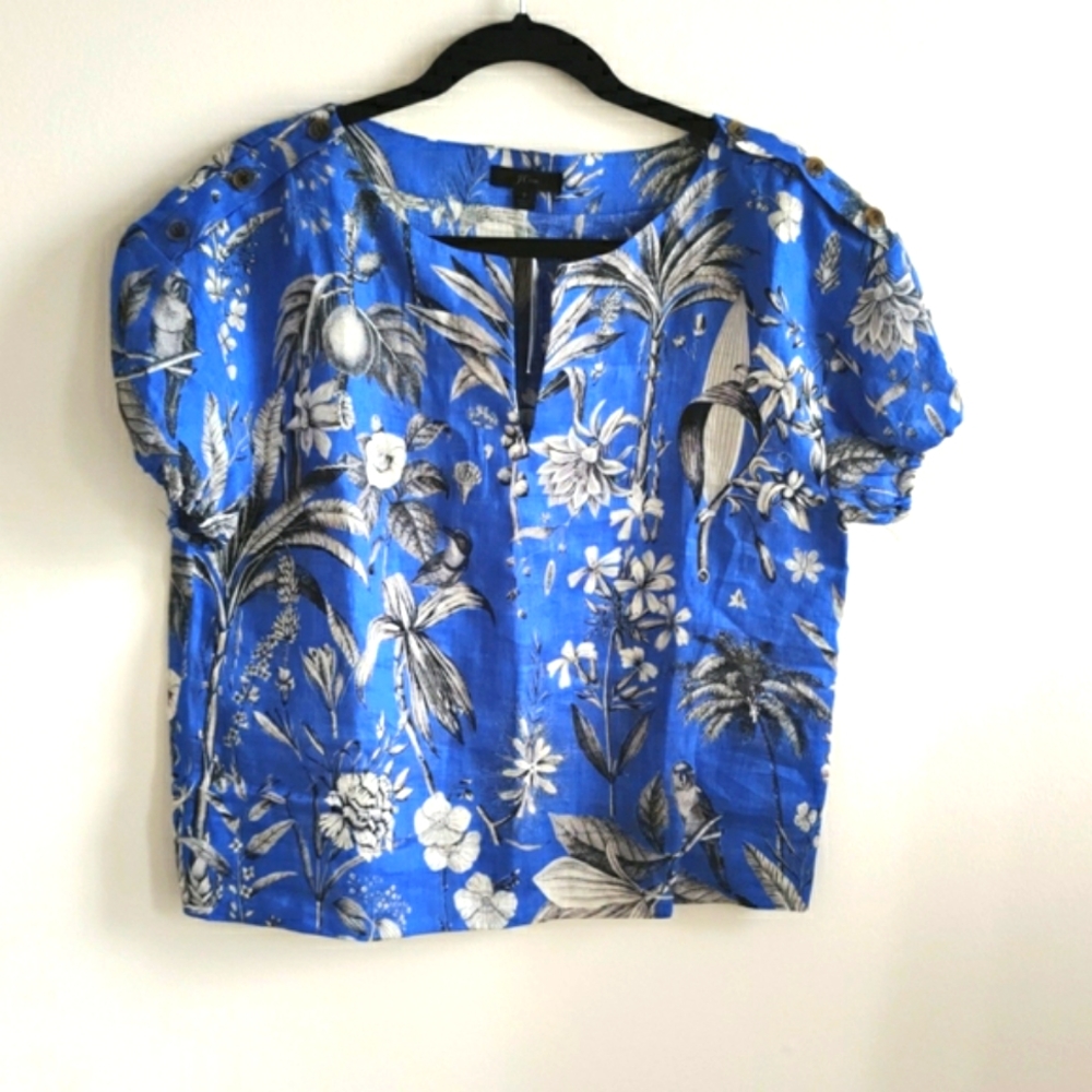 JCrew linen short sleeve top